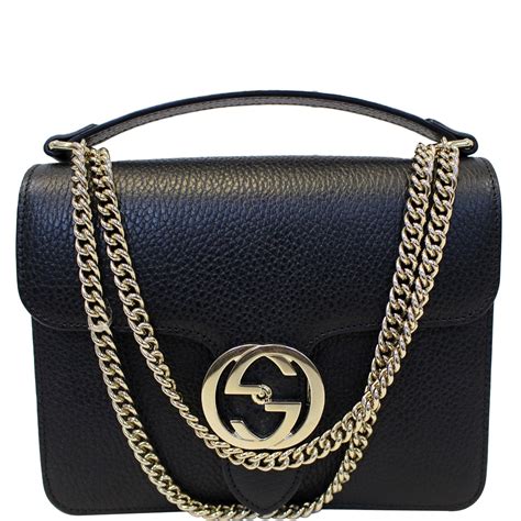 gucci interlocking black leather crossbody bag|Gucci black canvas crossbody bag.